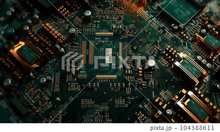 コンピュータ基板のイメージ背景画像：精緻CG画像 104388611