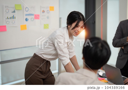 Professional Business people and Leadership and Teamwork and marketing strategy planning in the corporate 104389166