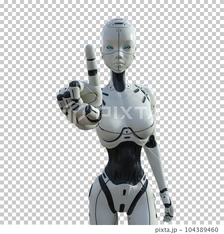 指差すAIロボット　女性型アンドロイド　perming3DCG イラスト素材 104389460