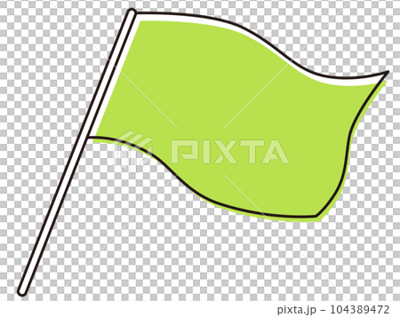 シンプルで使いやすい風にたなびく大きな旗 グリーン色 シンプルで使いやすい風にたなびく大きな旗 グリーン色 104389472