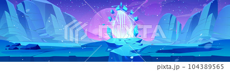 Fantasy ice space background with magic portal 104389565