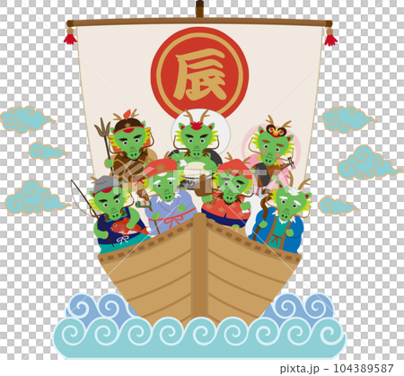 宝船に乗った辰の七福神　筋斗雲付き 104389587