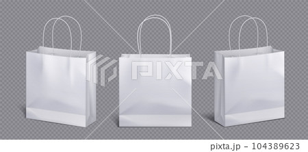 White paper bag and cord handle vector mockup 104389623