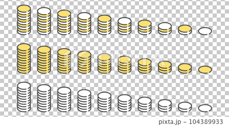 An image set in which 10 coins are stacked 104389933