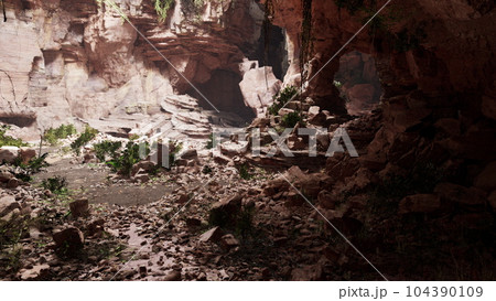 View from inside a dark cave 104390109