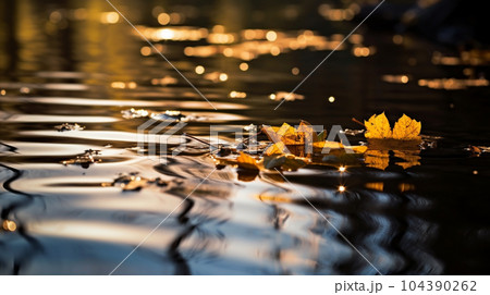 水面から見た紅葉：精緻CG