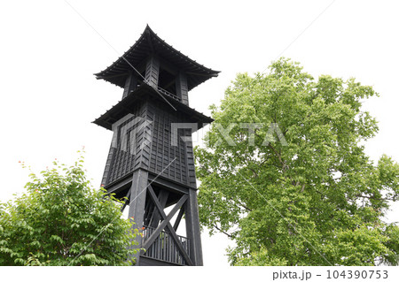 展望台、傍観、建物、観光名所、観光地、木造、植物、緑 104390753