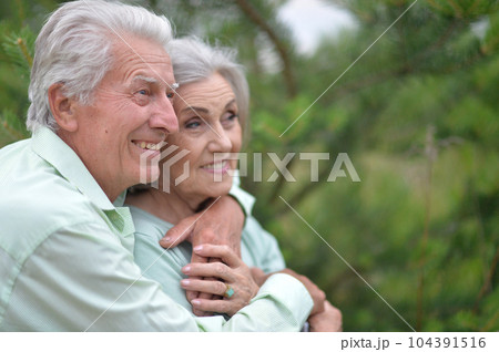 Happy senior couple in love. Park outdoors. 104391516
