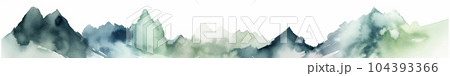 緑の山の端の水彩　AI画像 104393366
