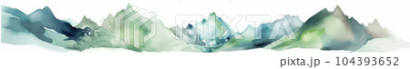 緑の山の端の水彩　AI画像 104393652