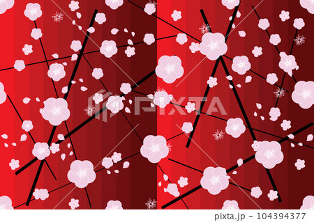 Illustration, Abstract sakura flower and petal fall with red gradient background. Illustration, Abstract sakura flower and petal fall with red gradient background. 104394377
