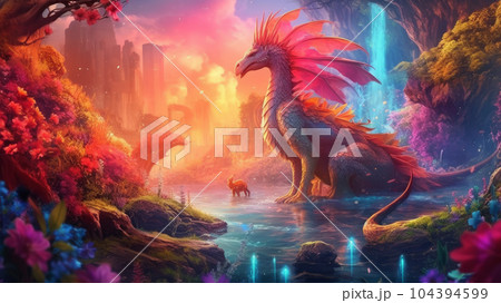 rainbow dragon. Generative AIのイラスト素材 [104394599] - PIXTA