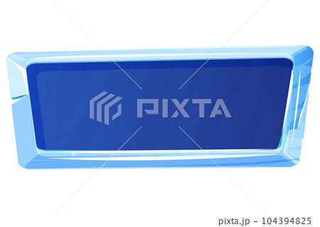 Ice button, frozen frame, level menu in cartoon style isolated on white background. Glass shiny panel, game ui element. Ice button, frozen frame, level menu in cartoon style isolated on white background. Glass shiny panel, game ui element. 104394825