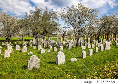 An old jewish cemetery at Hagenbach, Pretzfeld in Franconian Switzerland, Bavaria, Germany. An old jewish cemetery at Hagenbach, Pretzfeld in Franconian Switzerland, Bavaria, Germany. 104395439