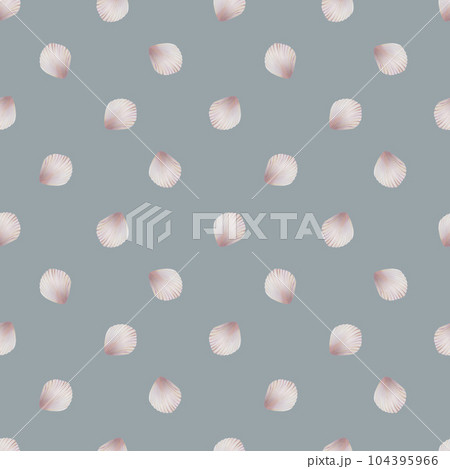 Watercolor seamless pattern with shells. Hand painting clipart underwater life objects on a white isolated background. For designers, decoration, postcards, wrapping paper, scrapbooking, covers, 104395966