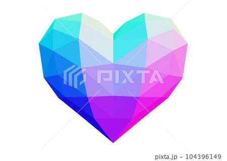 A low poly holographic heart, 3d rendering 104396149