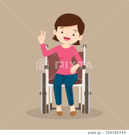 Woman is sitting in a wheelchair.female patient in wheelchair Woman is sitting in a wheelchair.female patient in wheelchair 104396344