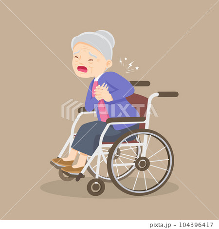 elderly old woMan is sitting in a wheelchair.senior female patient in wheelchair 104396417