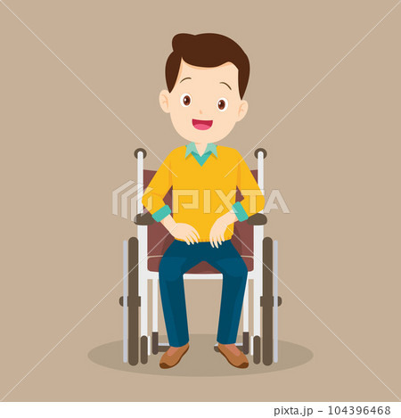 Young Man is sitting in a wheelchair male patient in wheelchair 104396468