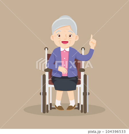 elderly old woMan is sitting in a wheelchair.senior female patient in wheelchair 104396533