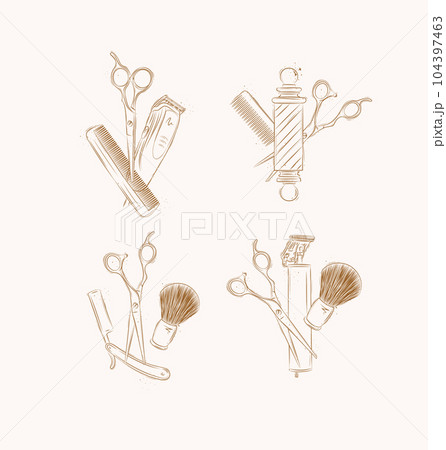 Barbershop shave and haircut compositions collection brown Barbershop shave and haircut compositions collection brown 104397463