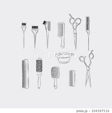 Hairdresser tools collection Hairdresser tools collection 104397519