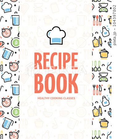 Healthy Cooking Class Recipe Book Placard Poster Banner Card Template. Vector 104397802