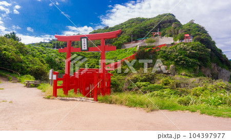 赤い鳥居が並ぶ元乃隅神社 赤い鳥居が並ぶ元乃隅神社 104397977