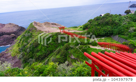 赤い鳥居が並ぶ元乃隅神社 赤い鳥居が並ぶ元乃隅神社 104397979
