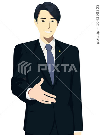 握手を求める男性弁護士のフラットカラーイラスト 104398205