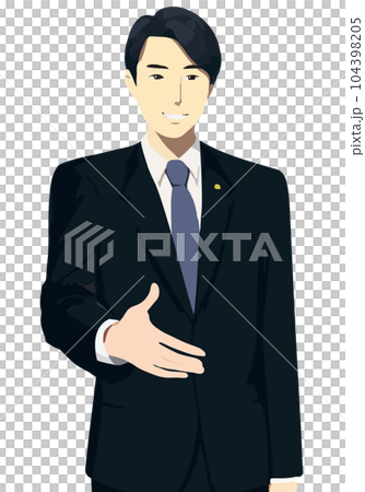 握手を求める男性弁護士のフラットカラーイラスト 104398205