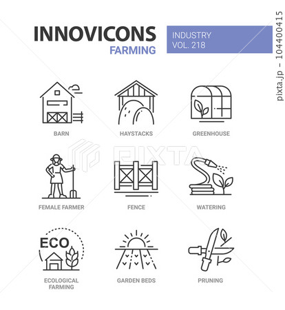 Farming and agriculture - line design style icons set 104400415
