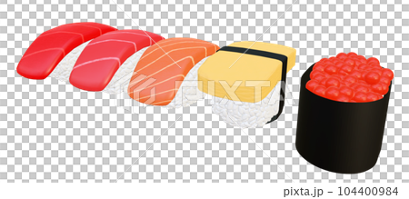 握壽司的 3D 插圖集 握壽司的 3D 插圖集 104400984