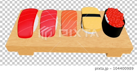 握壽司的 3D 插圖集 握壽司的 3D 插圖集 104400989