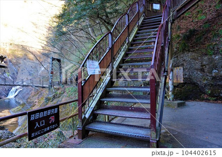 袋田の滝 ふくろだのたき 四度の滝 階段 袋田自然研究路 入口 袋田の滝 ふくろだのたき 四度の滝 階段 袋田自然研究路 入口 104402615