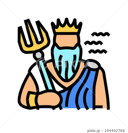 poseidon greek god mythology color icon vector illustration 104402766
