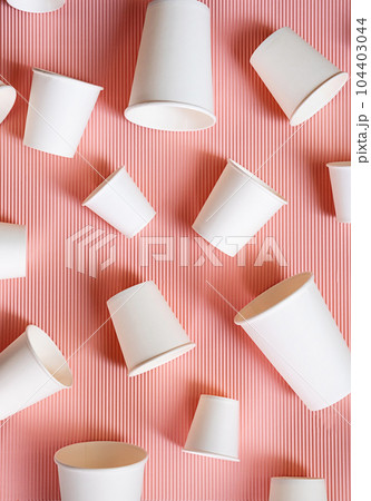 Different sized to go coffee cups. Various paper coffee cups. 104403044