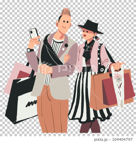 享受購物的成年男性和女性 104404797