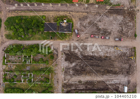 Aerial view machinery and heavy-duty equipments Aerial view machinery and heavy-duty equipments 104405210