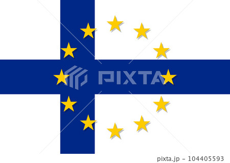 Finland national flag with a star circle of EU 104405593