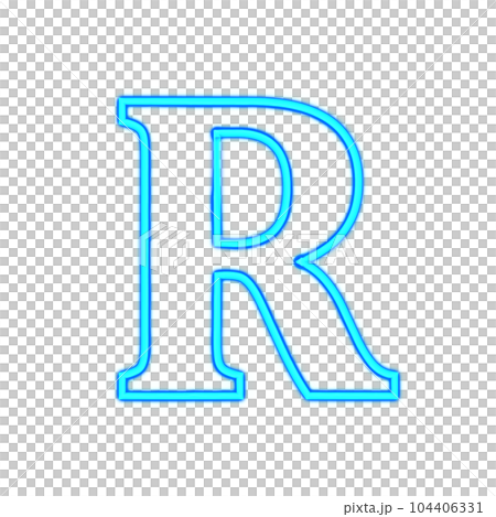 uppercase R. blue glowing neon alphabet - Stock Illustration