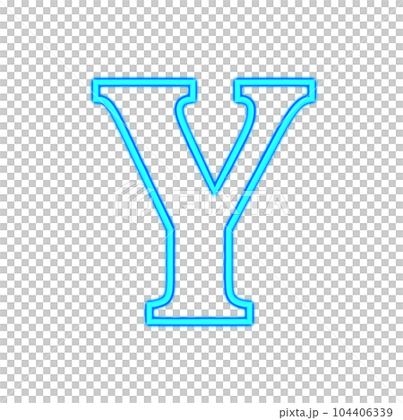 大寫 Y。藍色發光的霓虹燈字母表 大寫 Y。藍色發光的霓虹燈字母表 104406339