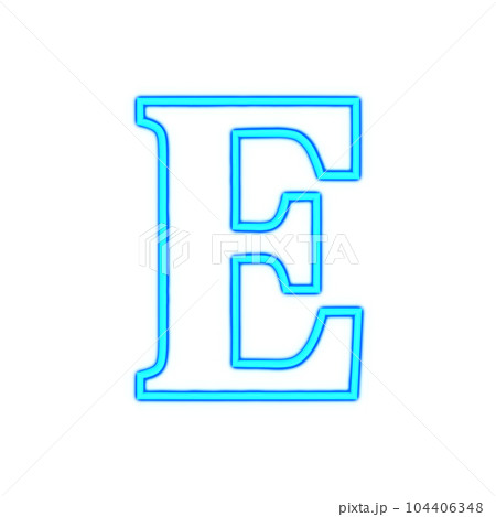 大文字のE。青く光るネオンのアルファベット 大文字のE。青く光るネオンのアルファベット 104406348