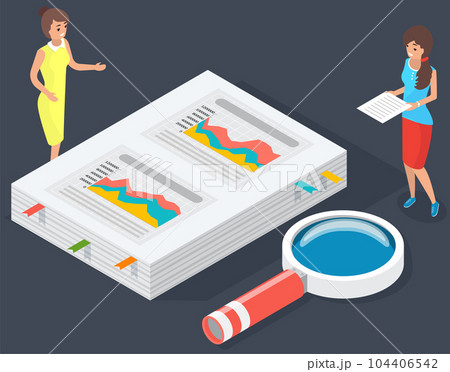 Visualize with statistical graph and chart marketing growth. Women analyze statistics on paper Visualize with statistical graph and chart marketing growth. Women analyze statistics on paper 104406542