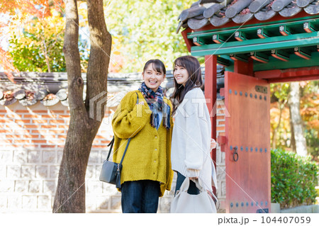 観光を楽しむ女性 女子旅 104407059