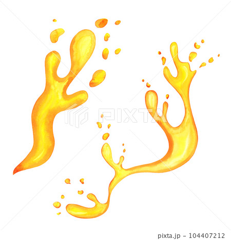 Abstract watercolor splash hand painted background in yellow color. Grunge texture for cards and flyers design 104407212