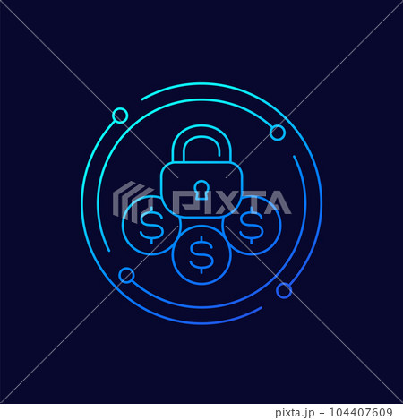 locked funds line icon with money locked funds line icon with money 104407609