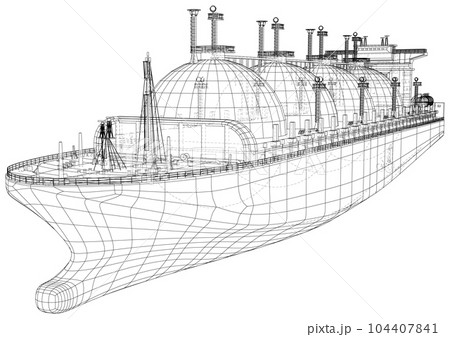 lng tanker ship. Gas industry and transportation. Isolated vector image. lng tanker ship. Gas industry and transportation. Isolated vector image. 104407841