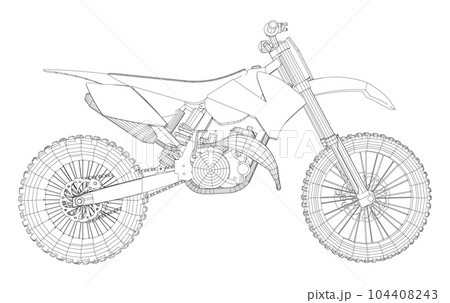 Close-up motorbike. Vector created of 3d, Wire-frame Close-up motorbike. Vector created of 3d, Wire-frame 104408243