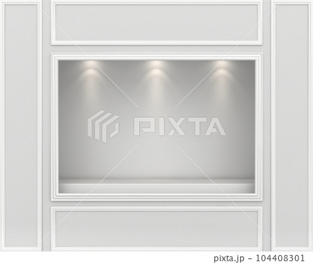 Empty shop window display. Place for the exhibition. Shopping center 104408301